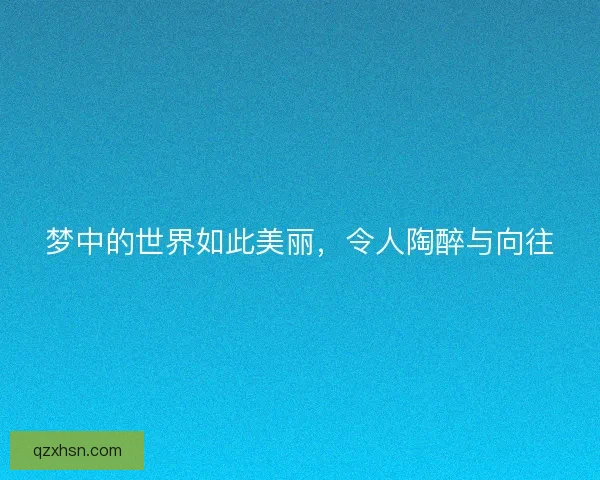 梦中的世界如此美丽，令人陶醉与向往