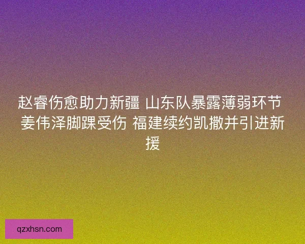 赵睿伤愈助力新疆 山东队暴露薄弱环节 姜伟泽脚踝受伤 福建续约凯撒并引进新援