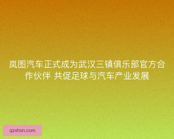 岚图汽车正式成为武汉三镇俱乐部官方合作伙伴 共促足球与汽车产业发展