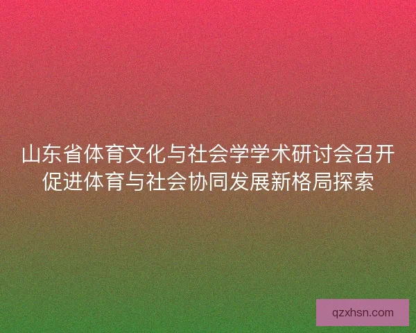 山东省体育文化与社会学学术研讨会召开促进体育与社会协同发展新格局探索